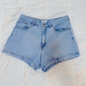 Blue Denim High Waisted Shorts